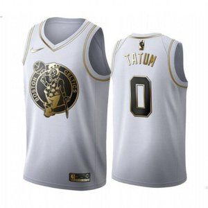 Celtics Jayson Tatum White Gold Jersey